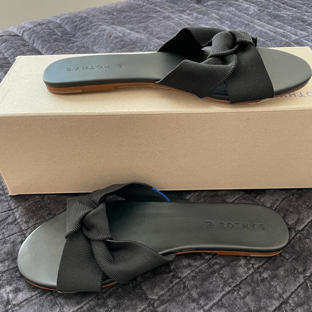 Rothys Knotted Sandals, Black Size 9